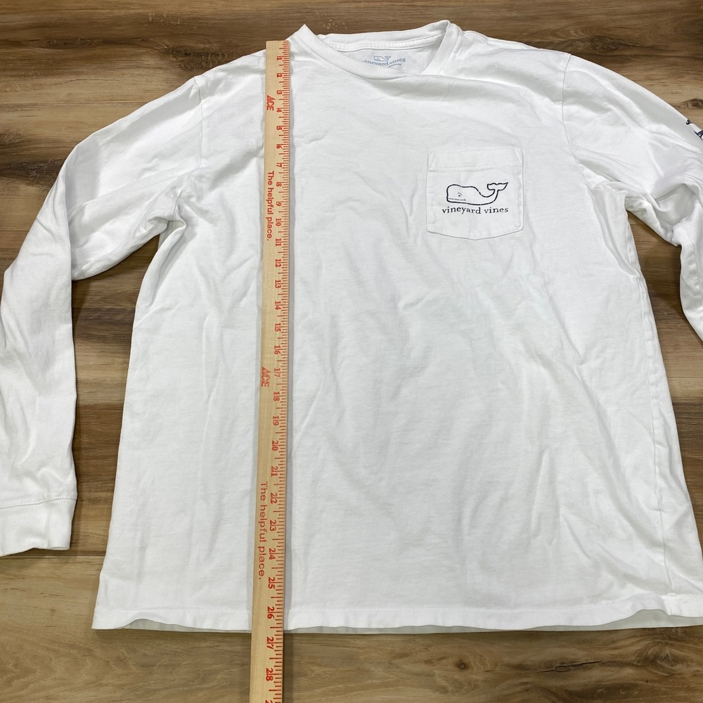 Vineyard Vines Pocket T-Shirt Mens Large Preppy Cotton Long Sleeve White Classic - Picture 4 of 8